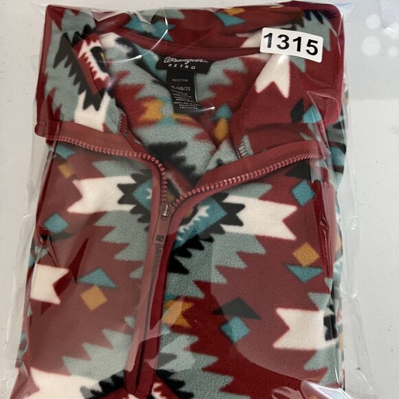 Wrangler Retro Unisex XL Aztec Oversized Pullover Fleece 1/4 Zip Jacket Medieval - Picture 16 of 16